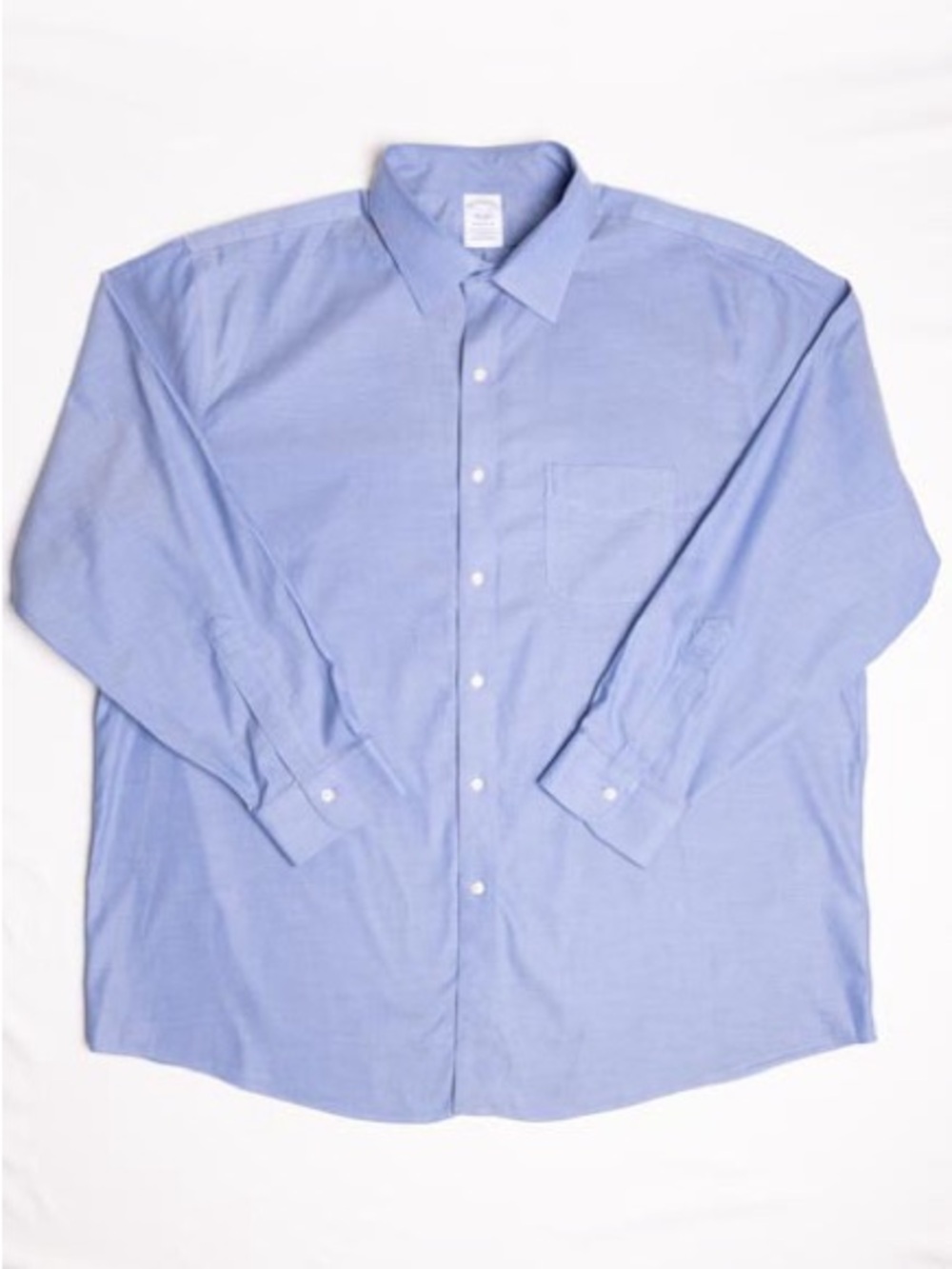 Brooks Brothers Dress Shirt Mens 17 1/2 34 Regular Non-Iron Stretch Supima Blue